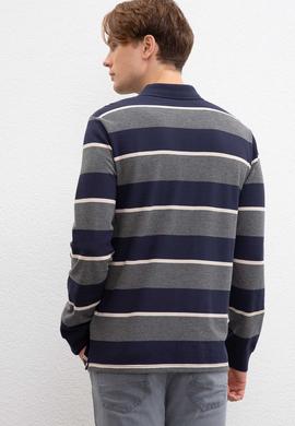 Erkek Lacivert Polo Yaka Sweatshirt - 50207477029