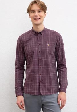 Erkek Bordo Uzun Kollu Gömlek - 50207871006