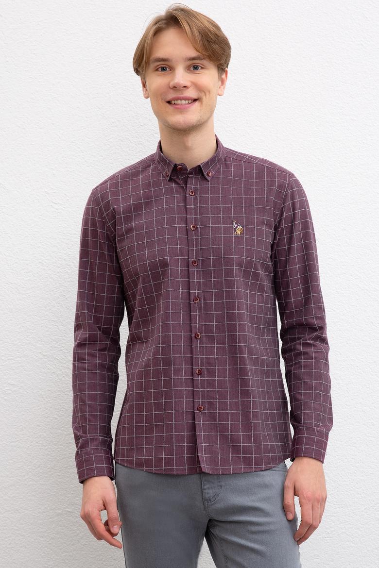 Erkek Bordo Uzun Kollu Gömlek - 50207871006