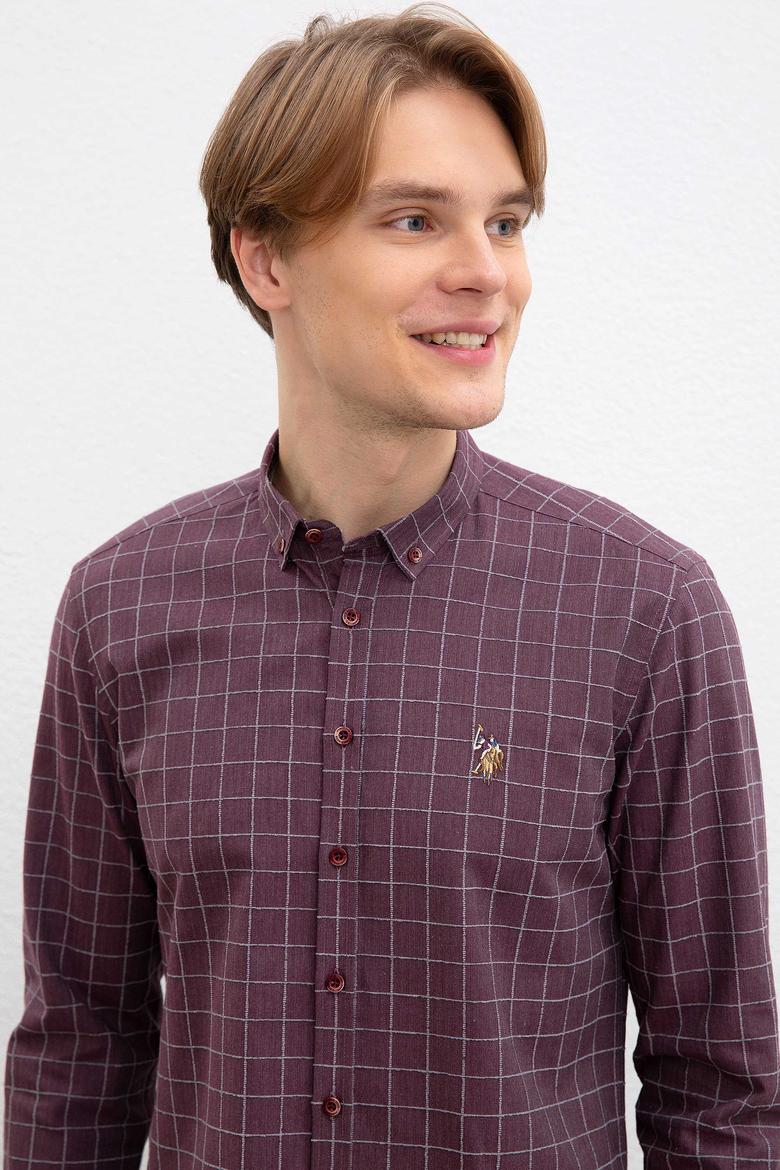 Erkek Bordo Uzun Kollu Gömlek