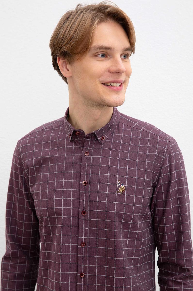 Erkek Bordo Uzun Kollu Gömlek