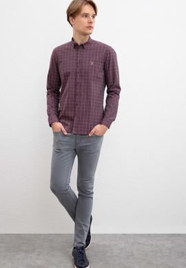 Erkek Bordo Uzun Kollu Gömlek - 50207871006