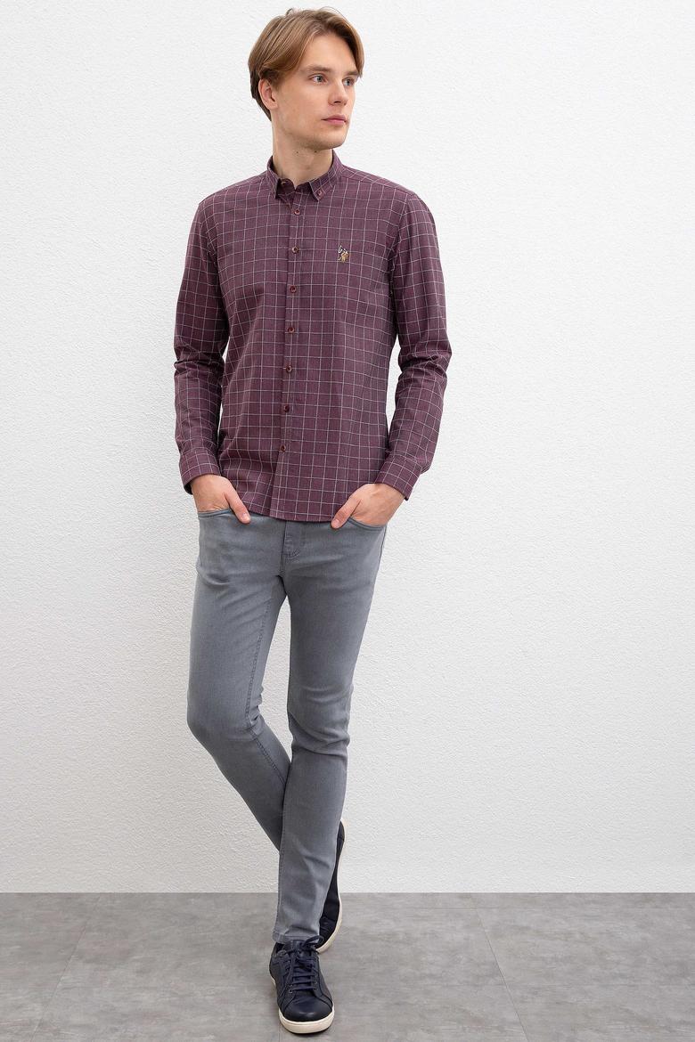 Erkek Bordo Uzun Kollu Gömlek - 50207871006