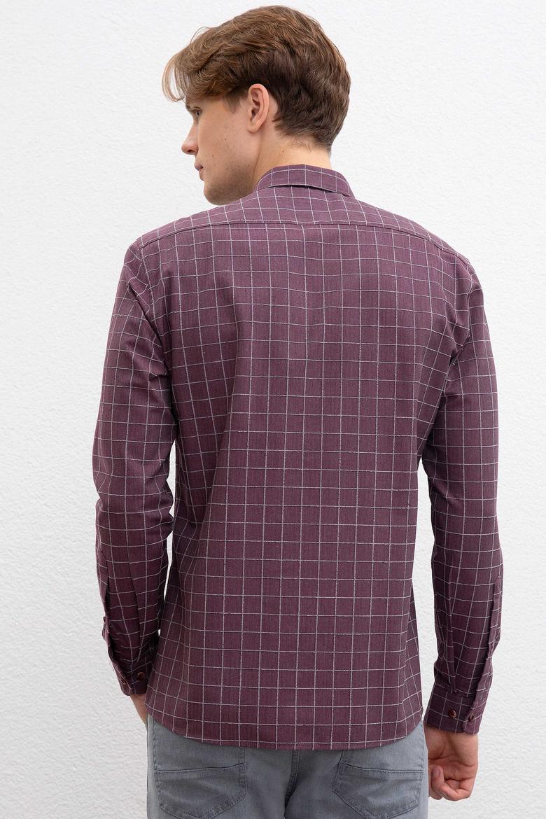 Erkek Bordo Uzun Kollu Gömlek - 50207871006