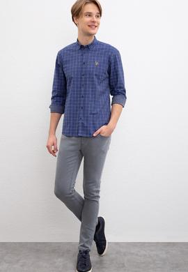 Erkek İndigo Uzun Kollu Gömlek - 50207871014