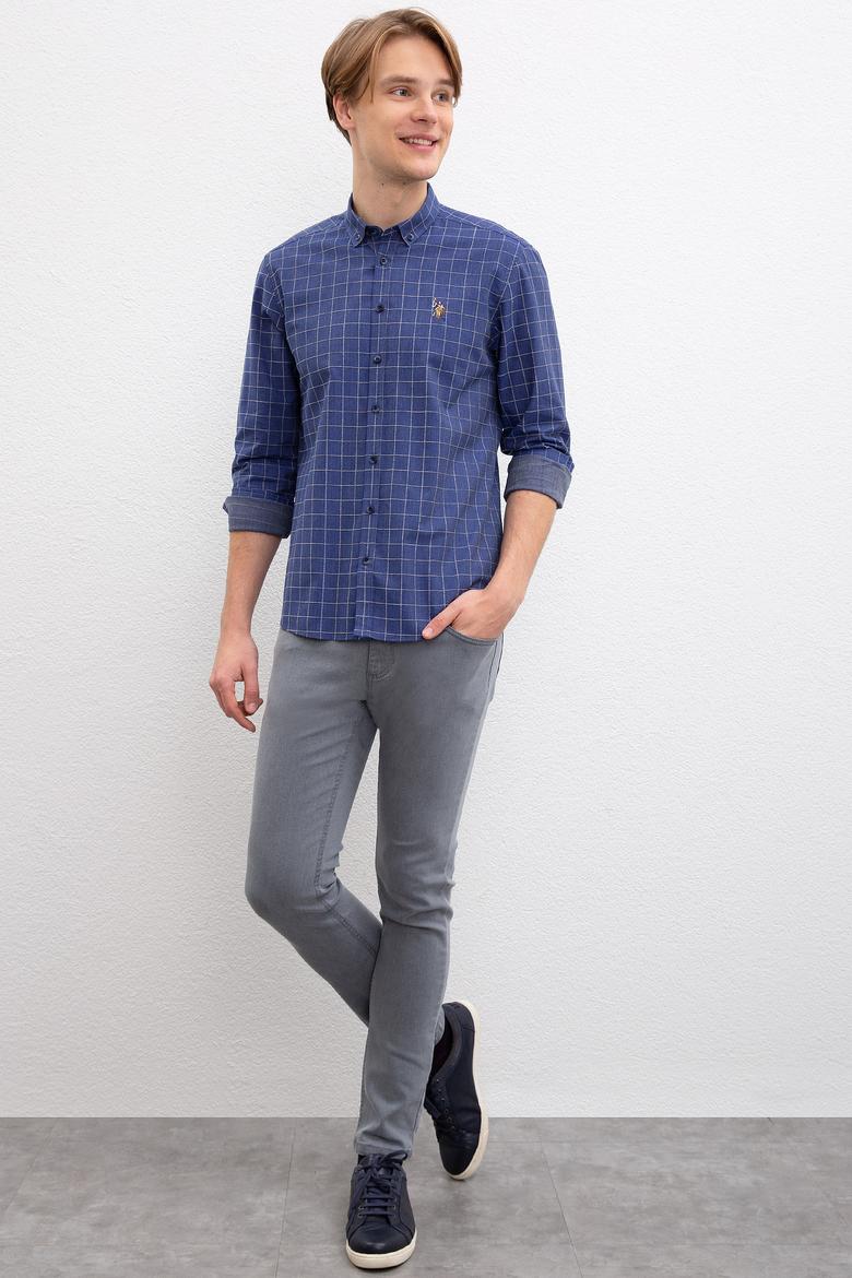 Erkek İndigo Uzun Kollu Gömlek - 50207871014