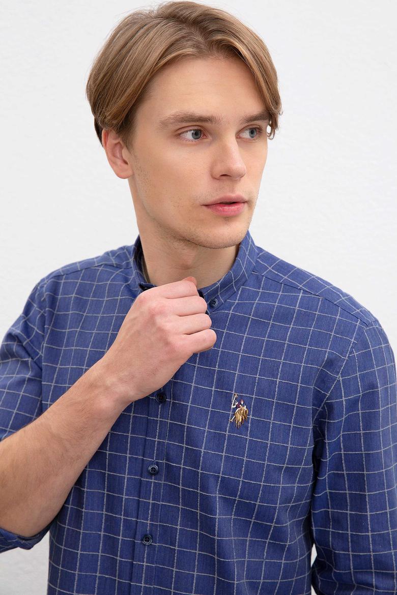 Erkek İndigo Uzun Kollu Gömlek - 50207871014