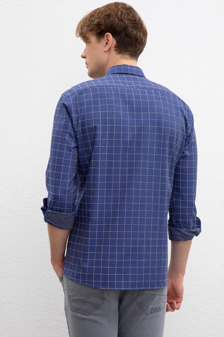 Erkek İndigo Uzun Kollu Gömlek - 50207871014