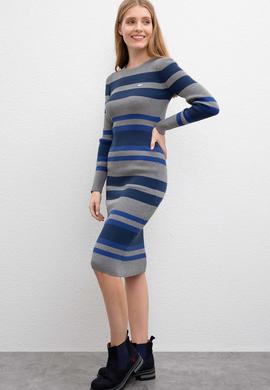 Kadın Gri Melanj Triko Elbise - 50206870016