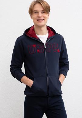 Erkek Lacivert Kapüşonlu Fermuarlı Sweatshirt - 50207307040