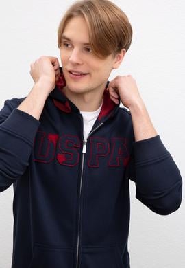 Erkek Lacivert Kapüşonlu Fermuarlı Sweatshirt - 50207307040