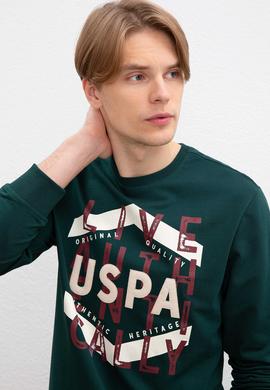 Erkek Koyu Yeşil Bisiklet Yaka Sweatshirt - 50207482019