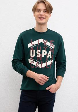 Erkek Koyu Yeşil Bisiklet Yaka Sweatshirt - 50207482019