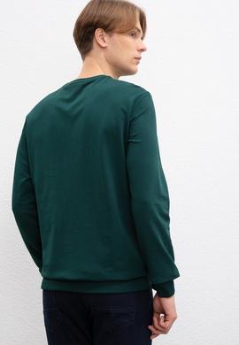 Erkek Koyu Yeşil Bisiklet Yaka Sweatshirt - 50207482019