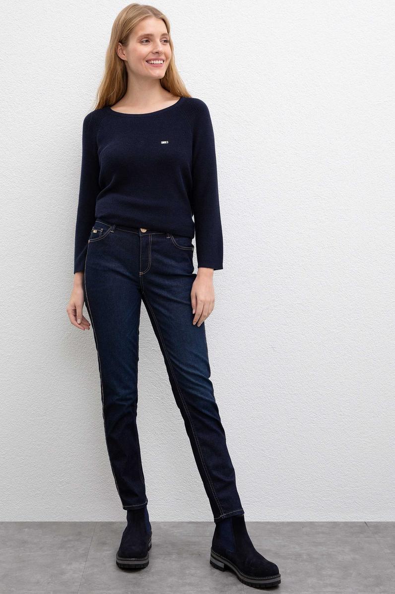 Kadın Koyu Mavi Jean Pantolon