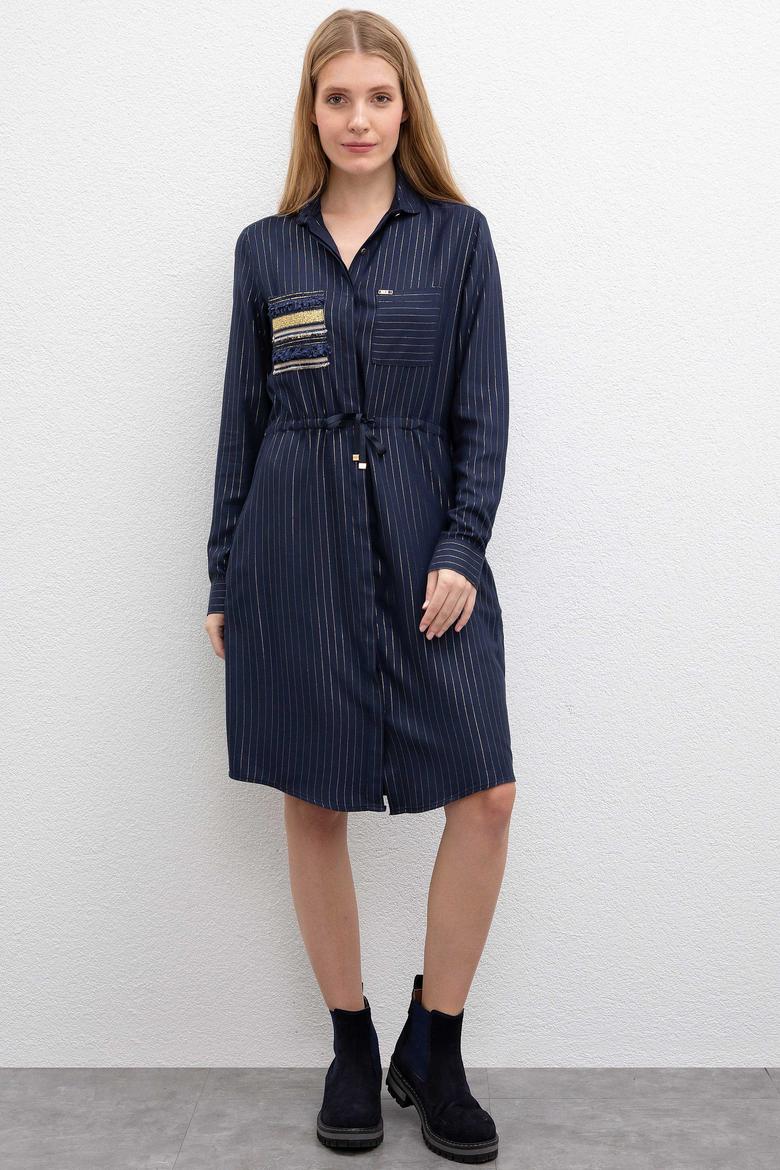 Kadın Lacivert Dokuma Elbise - 50207465011