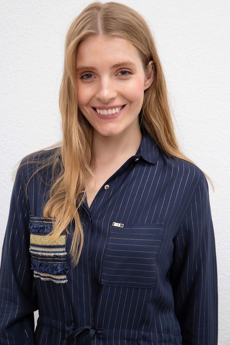 Kadın Lacivert Dokuma Elbise - 50207465011