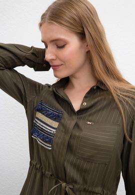 Kadın Yeşil Dokuma Elbise - 50207465020