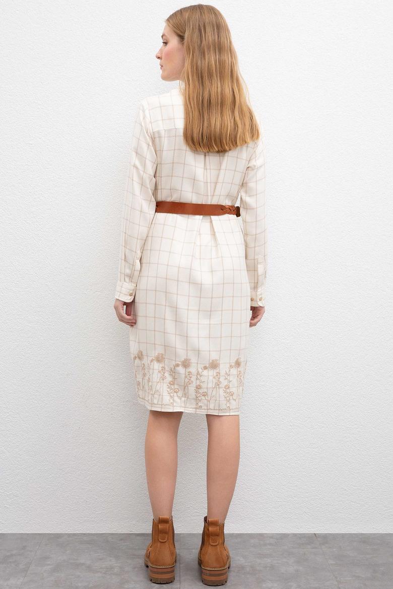 Kadın Beyaz Dokuma Elbise - 50207468012