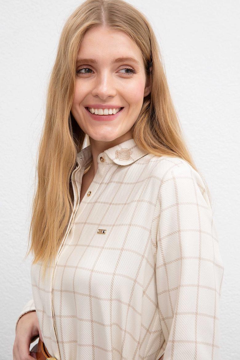 Kadın Beyaz Dokuma Elbise - 50207468012