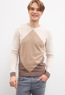 Erkek Camel Melanj Bisiklet Yaka Triko Kazak - 50207700008