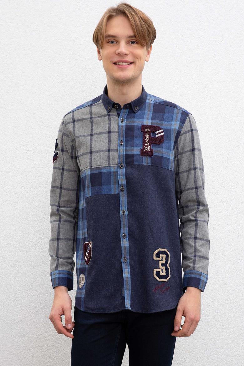 Erkek Lacivert Gömlek Uzunkol