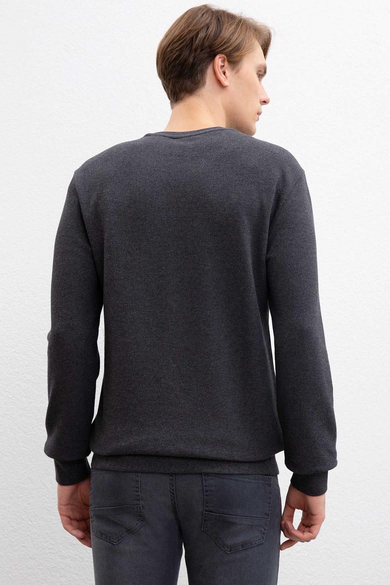 Erkek Antrasit Bisiklet Yaka Sweatshirt - 50207611018