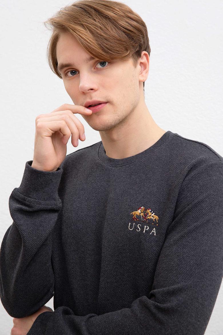 Erkek Antrasit Bisiklet Yaka Sweatshirt - 50207611018