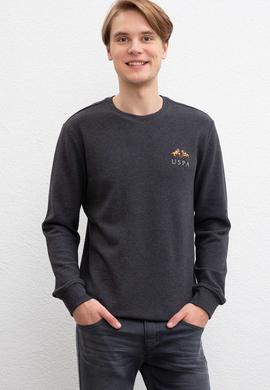Erkek Antrasit Bisiklet Yaka Sweatshirt - 50207611018