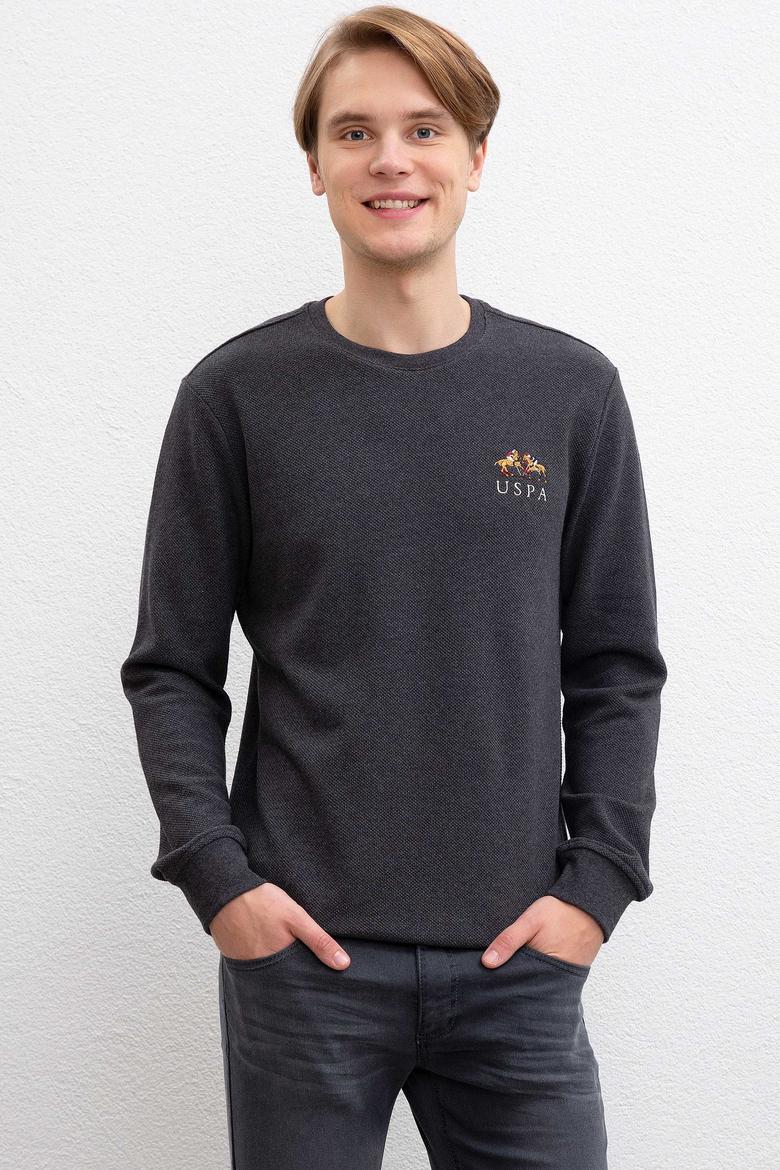Erkek Antrasit Bisiklet Yaka Sweatshirt