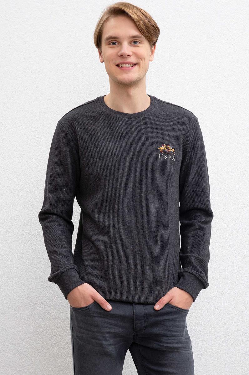 Erkek Antrasit Bisiklet Yaka Sweatshirt
