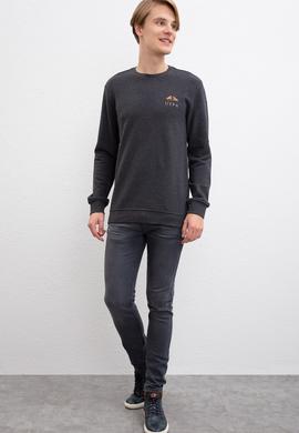 Erkek Antrasit Bisiklet Yaka Sweatshirt - 50207611018