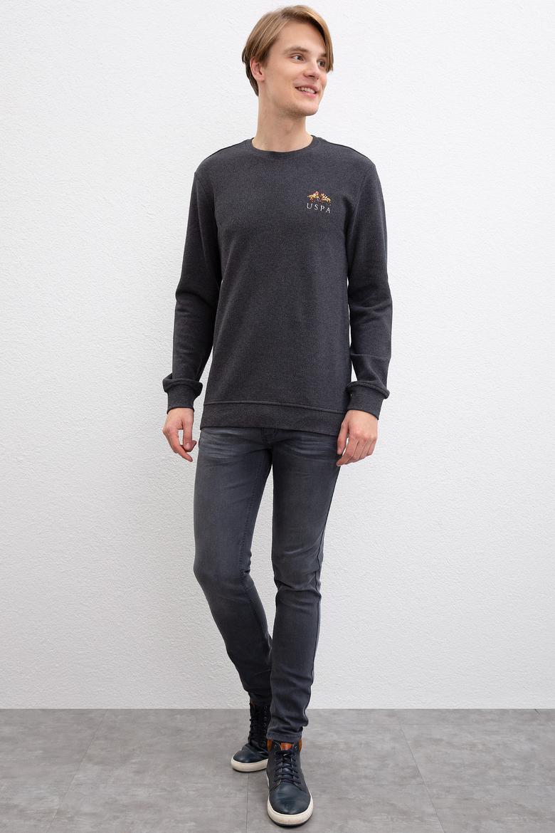 Erkek Antrasit Bisiklet Yaka Sweatshirt - 50207611018