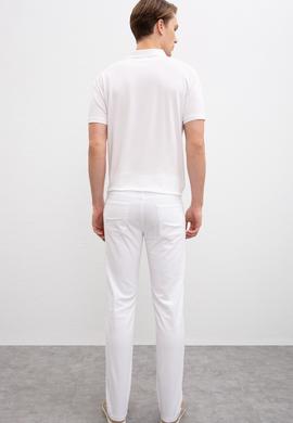Erkek Renkli Logo 5 Cep Beyaz Chinos - 50198796049