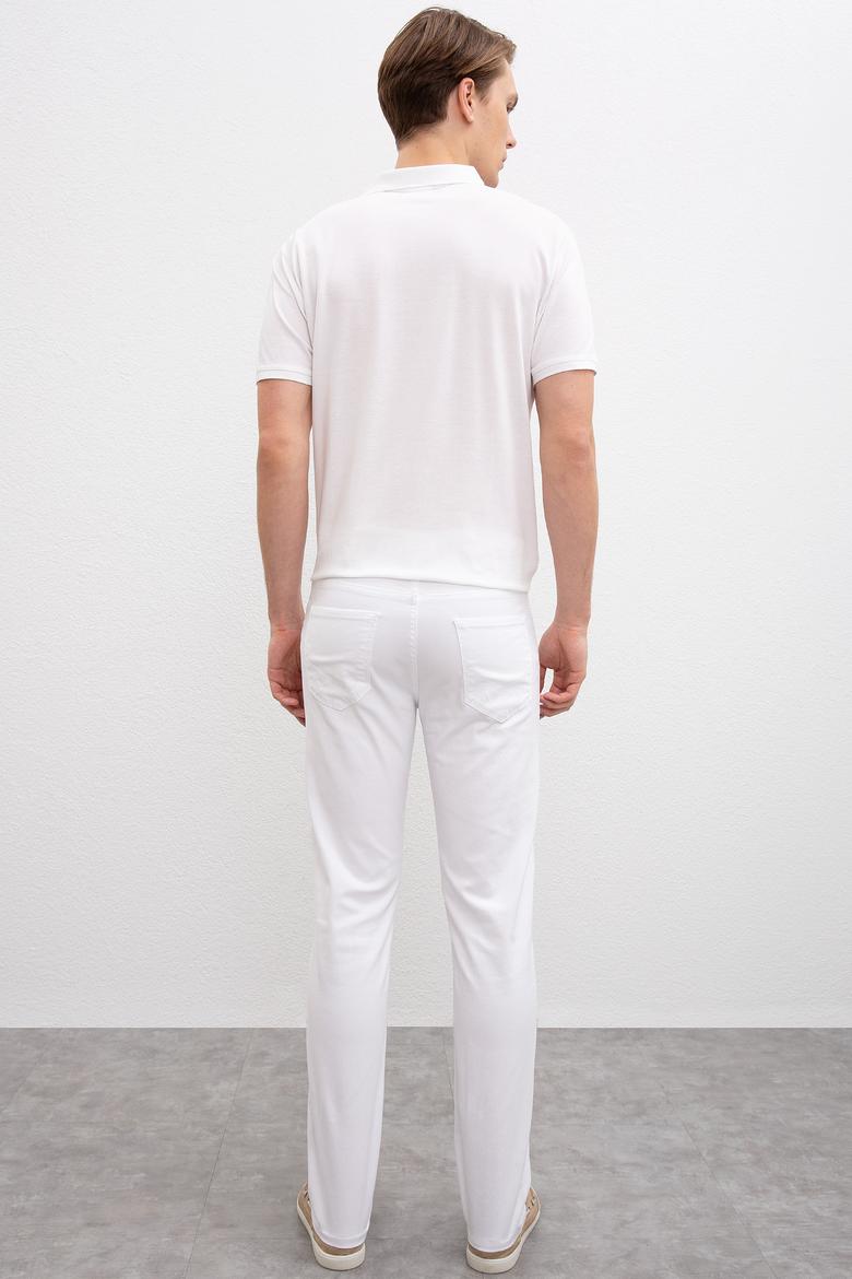 Erkek Renkli Logo 5 Cep Beyaz Chinos - 50198796049