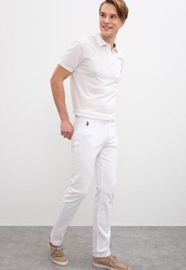 Erkek Renkli Logo 5 Cep Beyaz Chinos - 50198796049