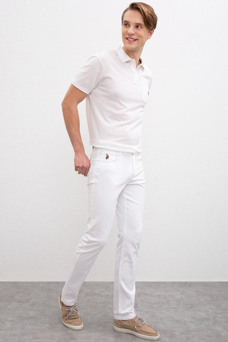 Erkek Renkli Logo 5 Cep Beyaz Chinos - 50198796049