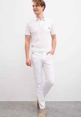 Erkek Renkli Logo 5 Cep Beyaz Chinos - 50198796049