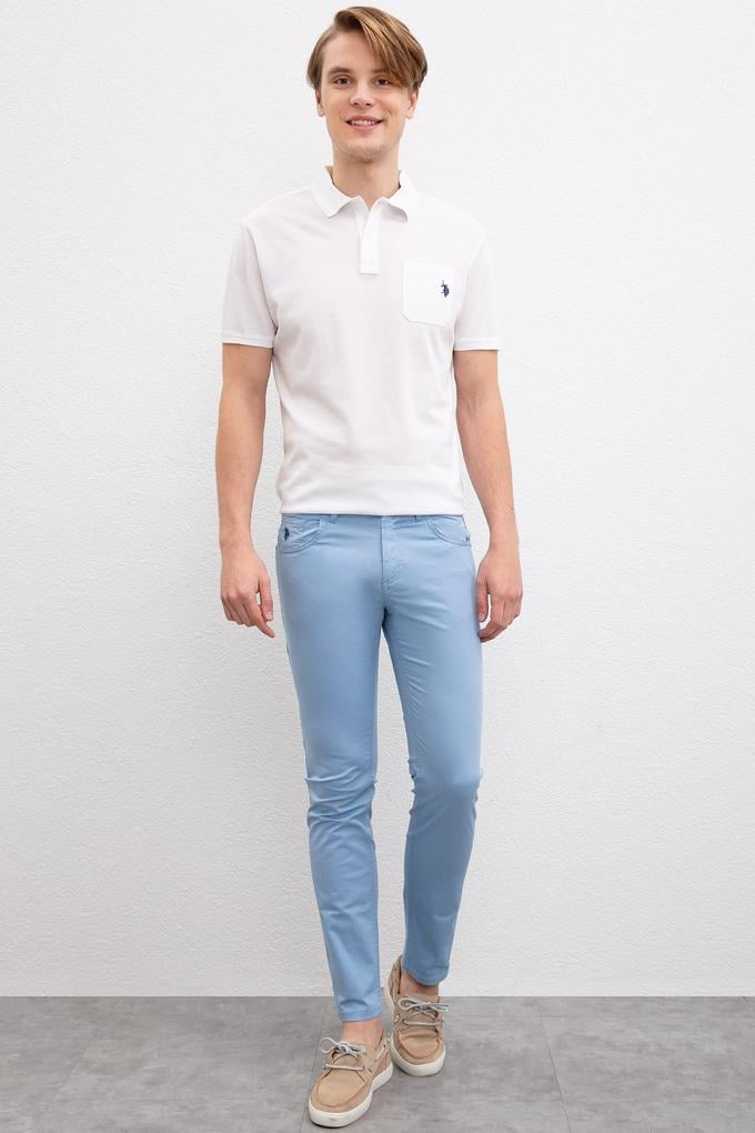 Erkek Açık İndigo Kanvas Pantolon