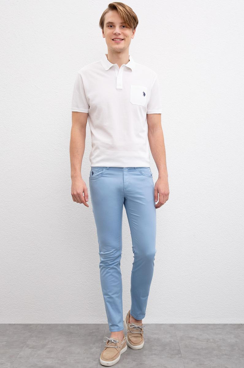 Erkek Açık İndigo Kanvas Pantolon