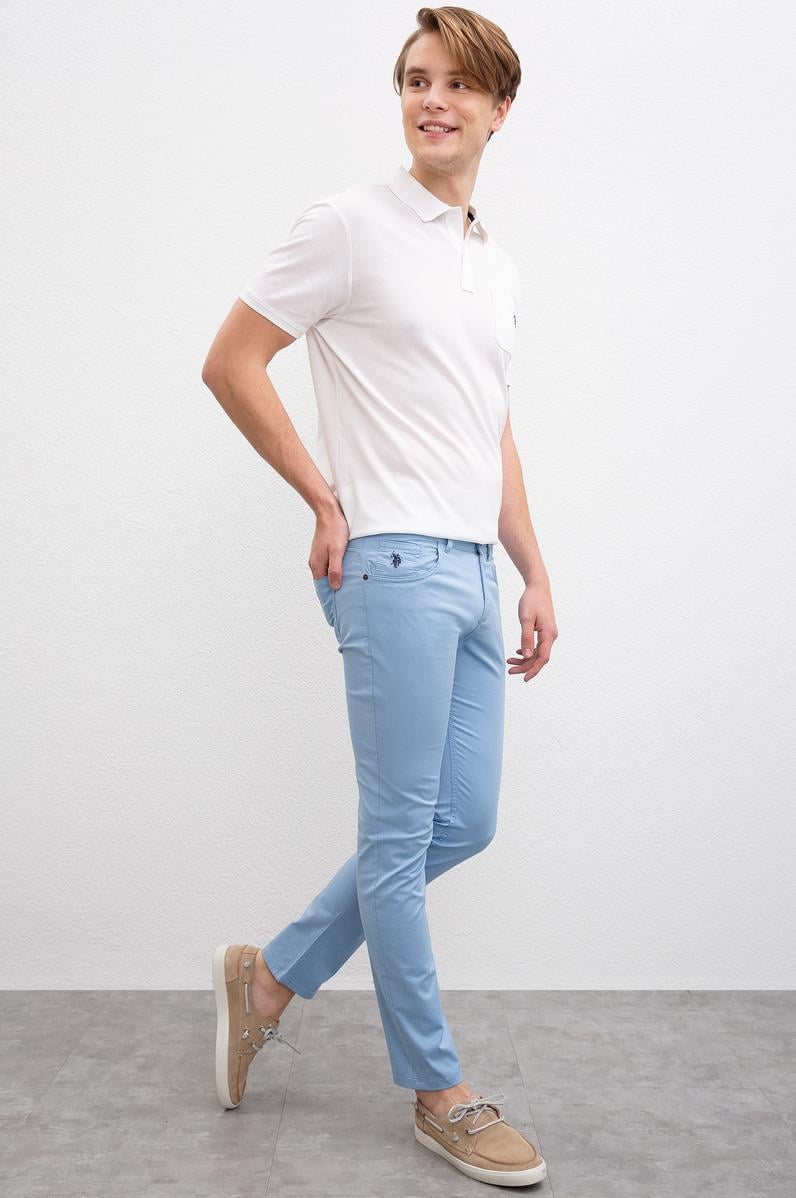 Erkek Açık İndigo Kanvas Pantolon