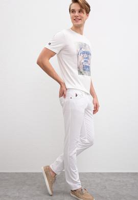 Erkek Beyaz Kanvas Pantolon - 50204731034