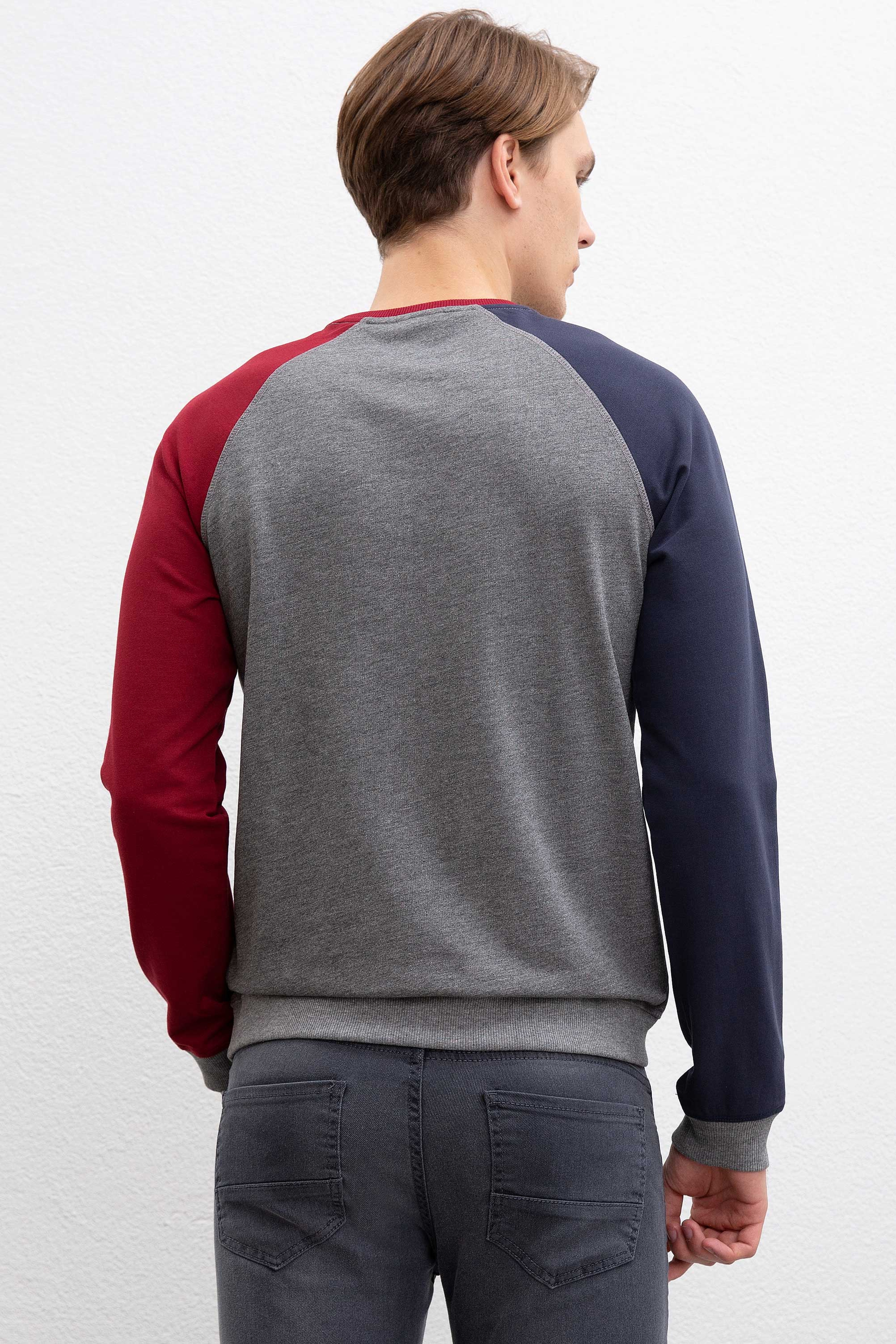 Erkek Antrasit Melanj Bisiklet Yaka Sweatshirt