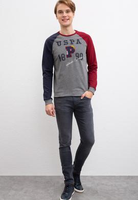 Erkek Antrasit Melanj Bisiklet Yaka Sweatshirt - 50207491014