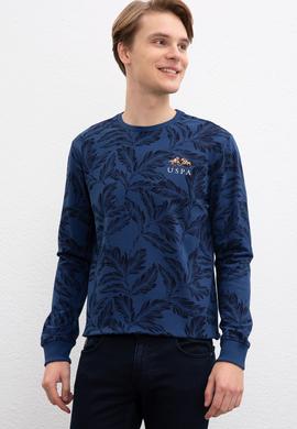 Erkek Açık Lacivert Bisiklet Yaka Sweatshirt - 50207604037