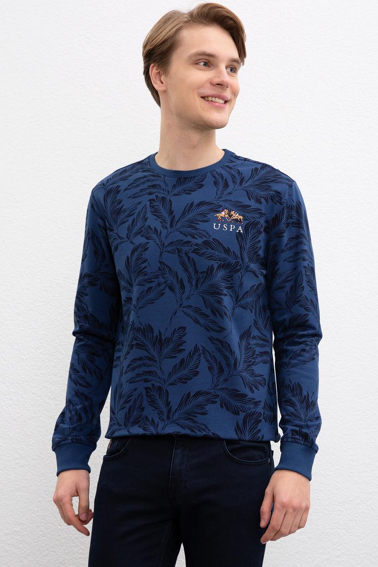 Erkek Açık Lacivert Bisiklet Yaka Sweatshirt - 50207604037