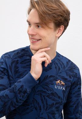 Erkek Açık Lacivert Bisiklet Yaka Sweatshirt - 50207604037