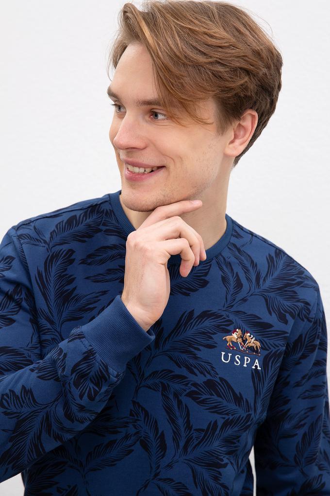 Erkek Açık Lacivert Bisiklet Yaka Sweatshirt