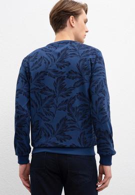 Erkek Açık Lacivert Bisiklet Yaka Sweatshirt - 50207604037