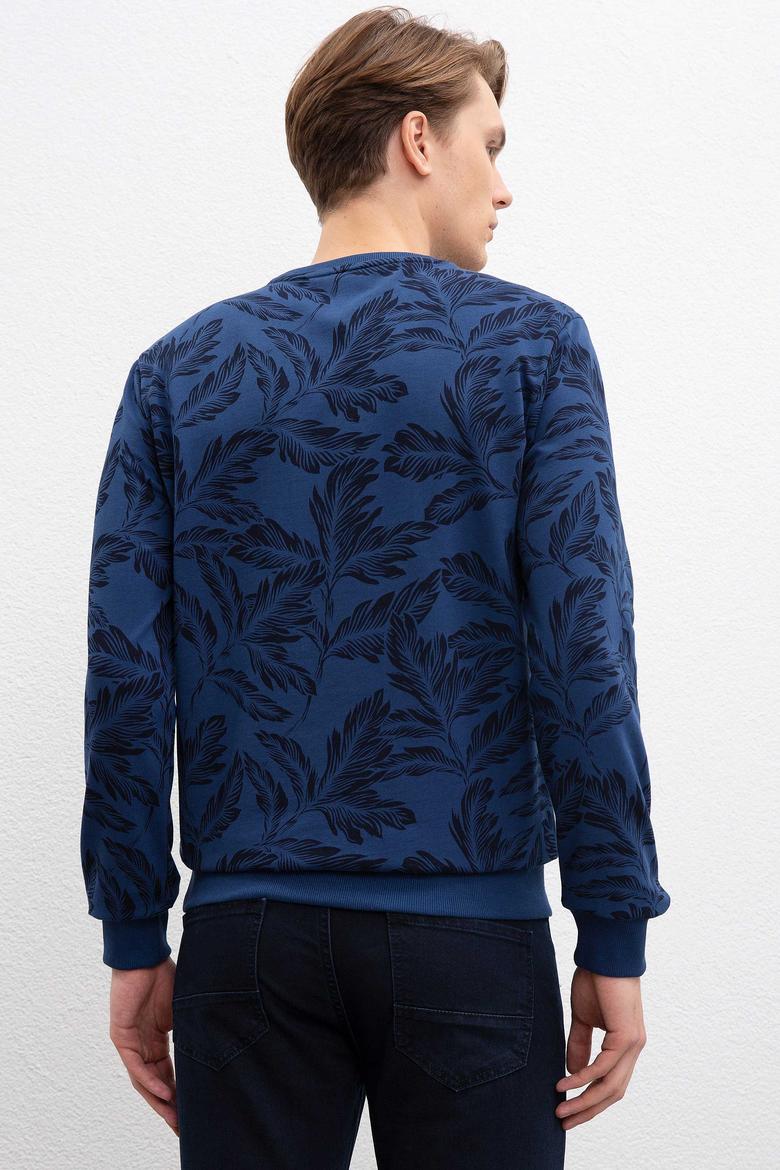 Erkek Açık Lacivert Bisiklet Yaka Sweatshirt - 50207604037